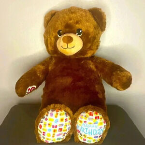 Build A Bear Happy Birthday Brown Teddy Bear Plush 15" Stuffed Animal Doll BAB